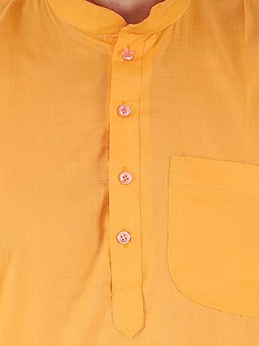 Image of JEXI Men's Cotton Blend Solid Kurta Pyjama Set - Knee-Length, Mandarin Collar, Full Sleeve, Ethnic Wear