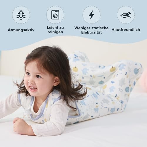 ToyaTec Baby Schlafsack 2,5 Tog Kuschelweich aus Bambusviskose | Baby Schlafsack aus Bambusfaser | Herbst & Winter Schlafdecke(Bären,L) – Ansicht 6