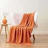 BATTILO HOME Burnt Orange Throw Blanket for Couch, Decorative Fall Throw Blanket with Tassels Halloween Throw Fall Decor, 50"x60" #2
