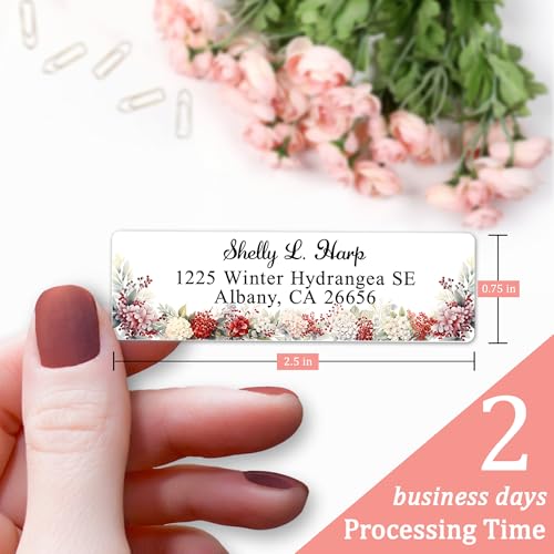 Personalized Christmas Return Address Labels - High Gloss Holiday Custom Mailing Labels on Sheets - Self-Adhesive Return Stickers for Envelopes with Crisp Printing Design (50-1000)
