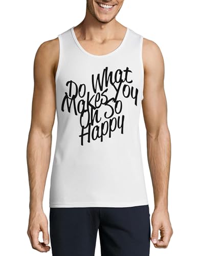 Camiseta sin mangas de algodón blanco para hombre con frase optimista casual