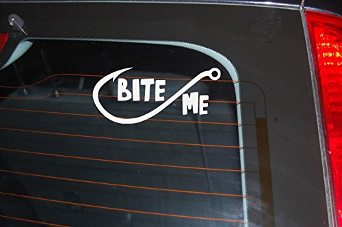 Bite Me Decal Fishing Car Truck Automotive Window Vinyl Decal Bumper Sticker (3" X 6.5") #TOP4