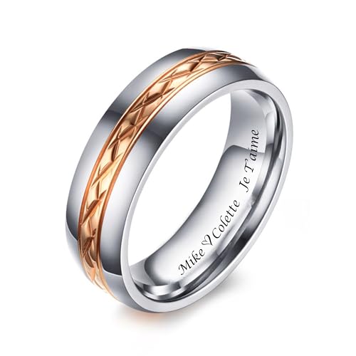 Personalized Titanium Two Tone Gold & Silver Ring Custom Engraved Free In Any Language - Wedding Band - Ships From USA2