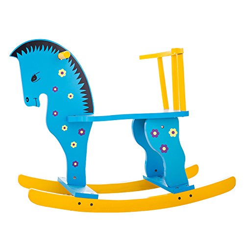 Bébé Cheval à Bascule Jouet En Bois Cheval à Bascule Pour Bébé 1-3 Ans Enfant Rocker Toddler Chaise Enfant En Bas âge Kid Boys Et Girl Rocker Toy,Blue