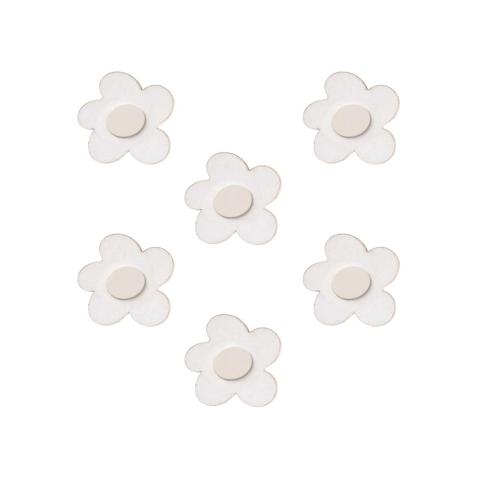 6 Un. Pomo TIRADOR Mueble BEBÉ flor madera blanco SHABBY CHIC 54x52MM para cajón cómoda y armario