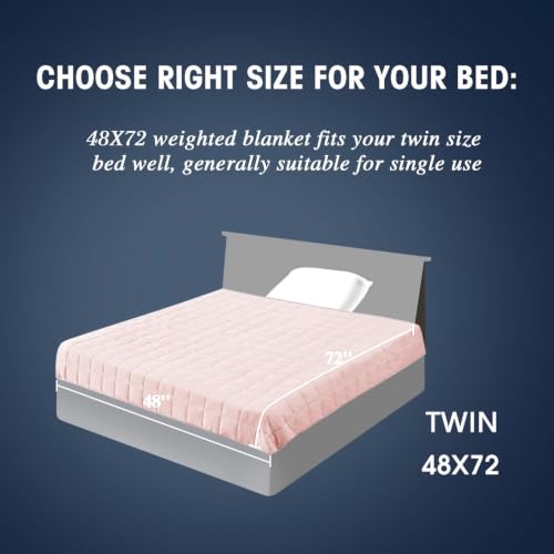 Image of yescool Weighted Blanket for Adults (15 lbs, 48 inch x 72 inch, Pink) Cooling Heavy Blanket for Sleeping Perfect for 140-160 lbs, Twin Size Breathable Blanket with Premium Glass Bead, Machine Washable