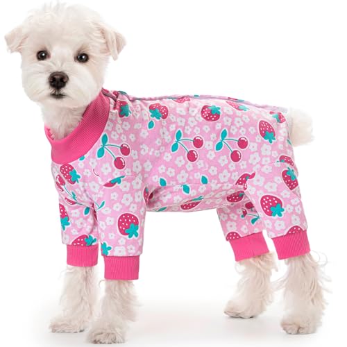 Image of Dog Surgery Recovery Suit for Small Dogs, 4-Legged Dog Onesie After Surgery with Back Snaps, Breathable Cotton Spay and Neuter Bodysuit for Female and Male Dogs