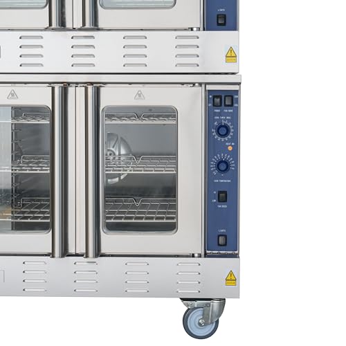 Image of KoolMore 38 in. Full-Size Double Commercial Natural Gas Convection Oven 108,000 BTU With stacking And Casters in Stainless-Steel (KM-DCCO54-NGC)