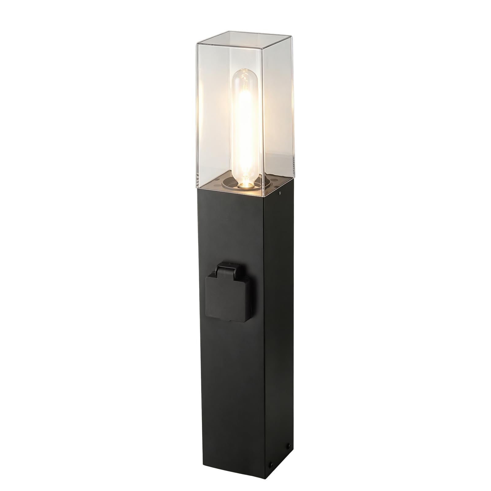 olvaxey 50cm High Outdoor Garden Light E27 for Bright Illumination,IP44 (Bulb Excluded) (Square with Socket)