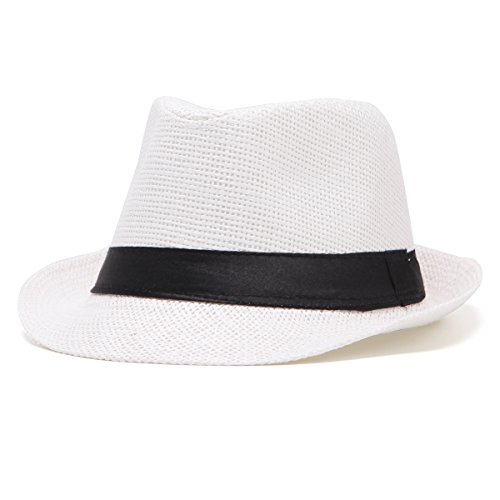 Image of LADYBRO 7 1 /4 Straw Fedora Hats for Men Summer Short Brim Trilby for Travel (Pack of 3, M /L)