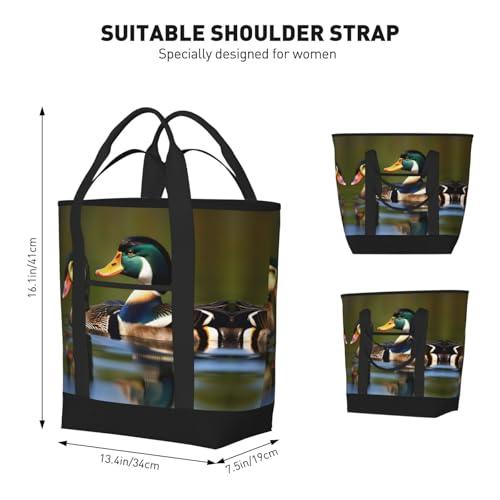 Sac isotherme grand volume à imprimé canards colverts pour vos courses - 3