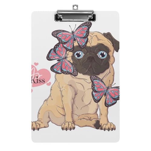Porte-bloc A4 Chien Papillon idéal pour prendre des notes au restaurant
