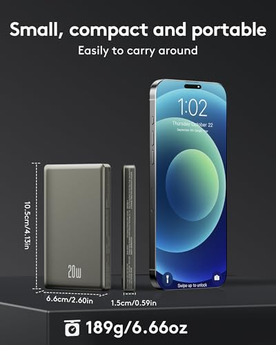 Image of for Magsafe Battery Pack, 10000mAh Slim Wireless Magnetic Power Bank with USB C Charging, Travel Essential for Magsafe Portable Charger Compatible with iPhone 17 /16 /15 /14 /13 /12 Serie