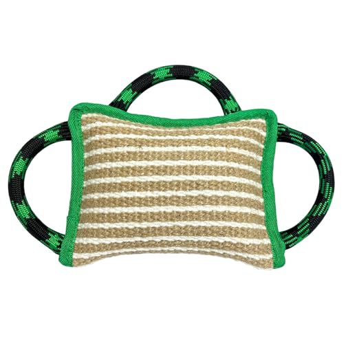 LWBMG Dog Rope Toys, Dog Jute Bite Pillow with 3 Strong Handles, Tug of War Dog Toy, Perfect Pull Toy for Medium Large Dogs Training Interactive Playing