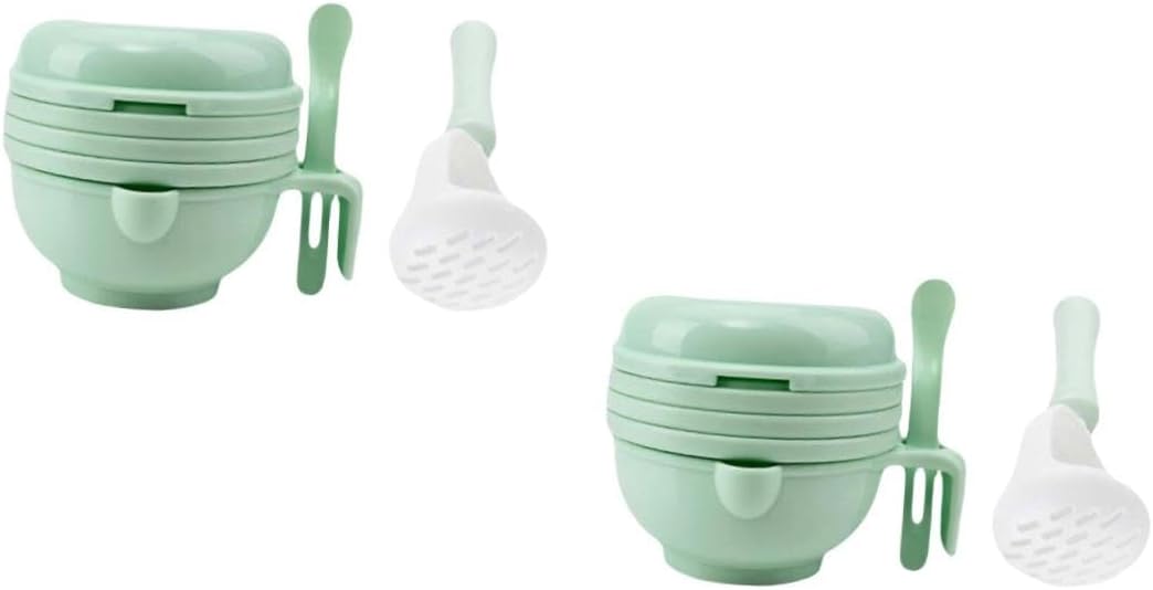 SOLUSTRE 2 Sets Food Grinding Bowl Kit Multi Functional Manual Food Masher Lightweight Easy to Clean for Making Smooth Purees