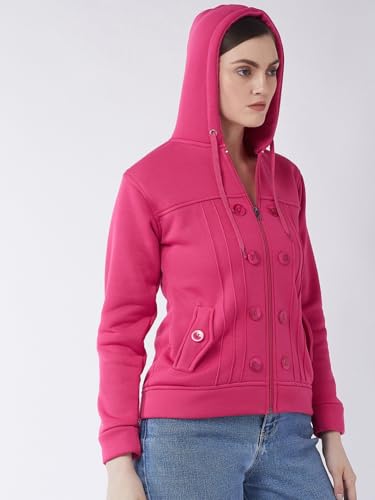 Image of Pivl Casual Solid Full Sleeves Stylish Women Fleece Jacket with Zipper Hoodie II Hooded Neck II Winter Wear