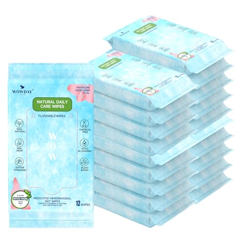 Image of Flushable Hemorrhoid Wipes | Medicated Witch Hazel Wipes Ph Balanced | 240 Count Natural Fragrance Free Adult Hemorrhoids Witch Hazel Wipe for Butt Itch