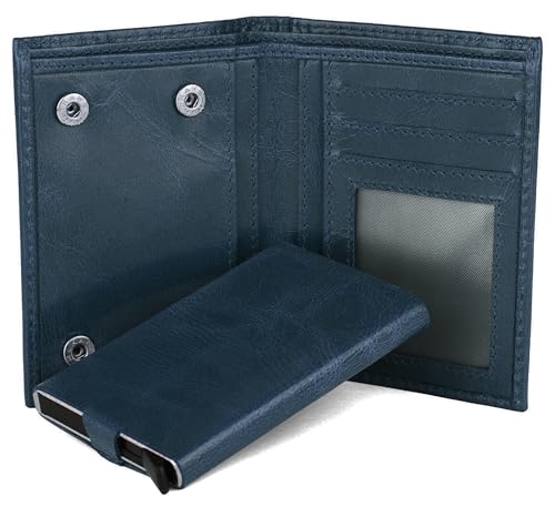 Portefeuille en cuir bleu Hudson & James un cadeau masculin contemporain