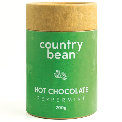 Image of Country Bean Peppermint Hot Chocolate, 200G, 60% Less Sugar, Enjoy Hot Or Cold, Vegetarian