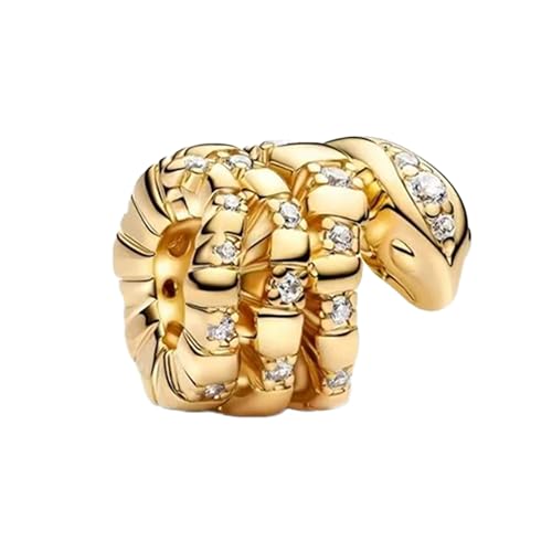 Amuefer Freccia riccia dorata Charm Compatibili Bracciale Collana, Argento Sterling Ciondolo Compleanno Natale Gioielli Regali per le Donne Moglie Amici