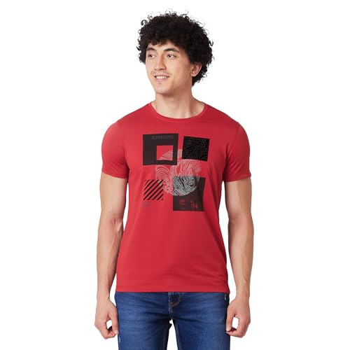 Image of Spykar Men's Slim Fit Round Neck Half Sleeve Solid Casual T-Shirt