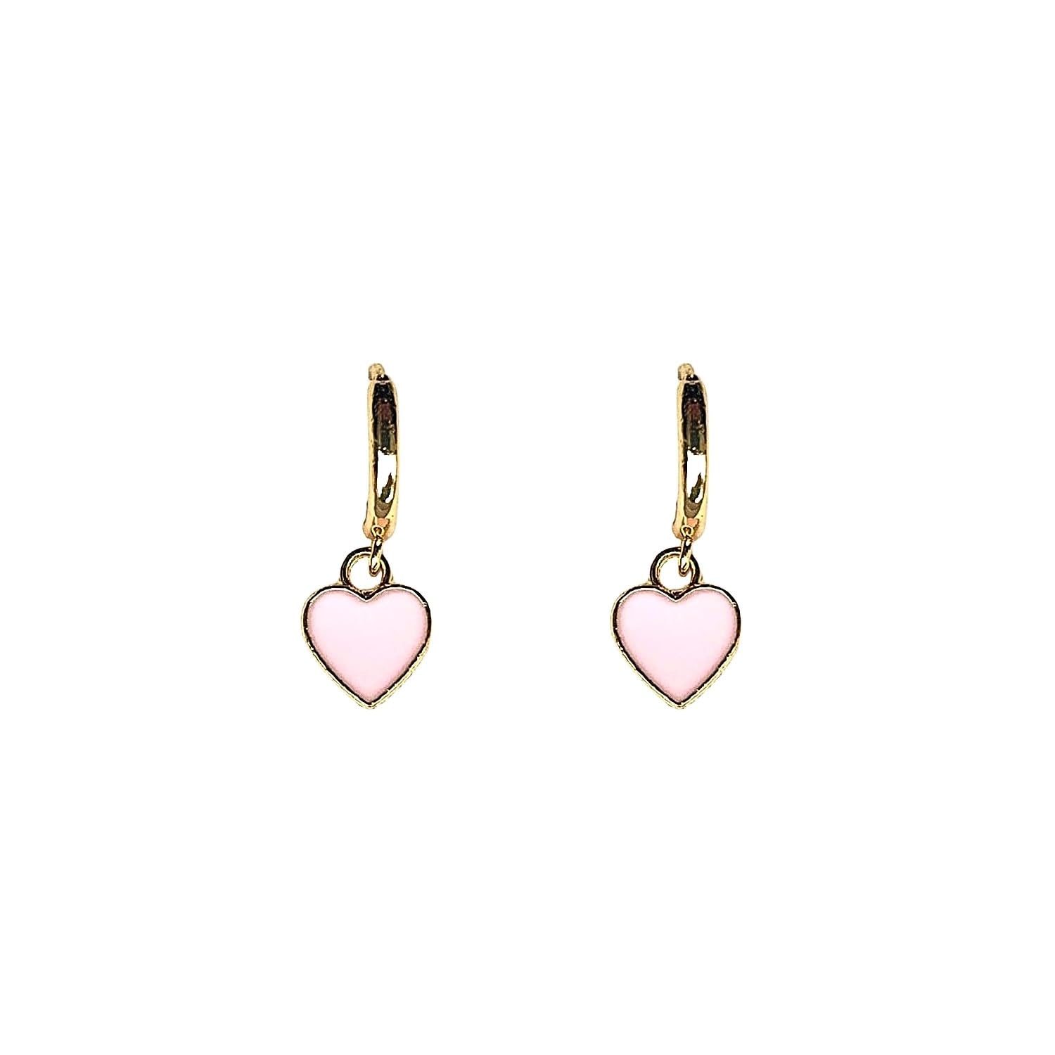 Petites Créoles Dorées Plaquées Or 14K avec Cœurs Rouges ou Roses – Boucles d’Oreilles Légères Femme – Bijou Romantique Élégant – Idée Cadeau Saint-Valentin Anniversaire – ASTER ALHELÍ