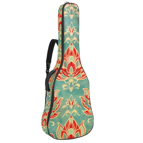 Housse guitare acoustique 109 cm étui souple peinture lotus en tissu Oxford