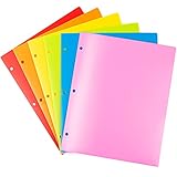 Folders, Plastic Folders with Pockets and 3 Holes,Assorted Colors,6 Pack