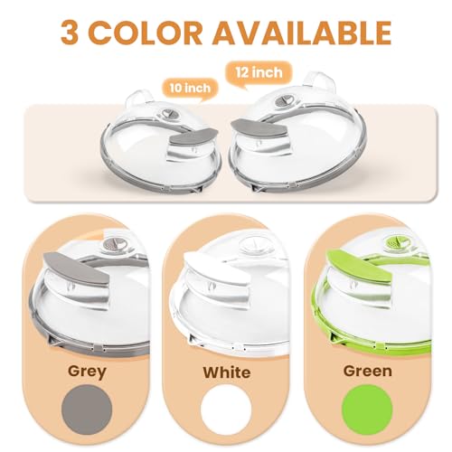 Image of Gracenal Microwave Food Cover, 12 Inch Microwave Splatter Cover with Water Steamer and Integrated Handle, White Clear Splatter Guard Microwave Cover for Food, Microwave Lid Gifts for Mom