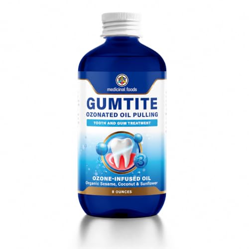 Medicinal Foods Gumtite Ozonated Mouthwash Oil | Oil Pulling Upgraded! | Gum Health - Ayurvedic Oil Pulling Oral Care Formula (8 fl oz)