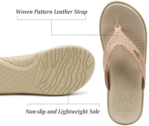 Image of KuaiLu Womens Flip Flops Arch Support Yoga Mat Cushioned Thong Sandals | Ladies Comfortable Walking Slides For Plantar Fasciitis Slip On Indoor Outdoor For Summer