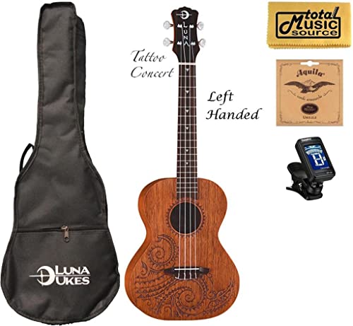 Luna UKE TC MAH L COMP Mahogany Tattoo Concert Ukulele Lefty W/Strings,Tuner & Cp cover