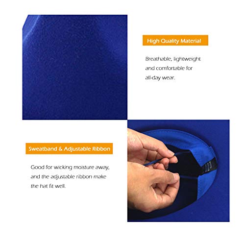 Lisianthus Men & Women Fedora Hat - Belt Buckle Wide Brim Panama Hat Royal Blue 58-60Cm #TOP2