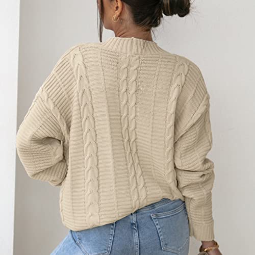 Strickjacke Mit Fell Damen Damen Casual Solid Crochet Pullover Cardigan V-Ausschnitt Lose Langarm Mantel Top Cardigan Damen Strick – Bild 6