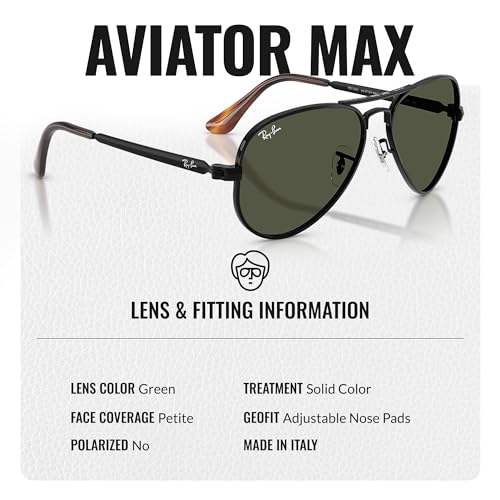 Image of Ray-Ban RB3925 AVIATOR MAX Pilot Shaped Sunglasses for Men & Women with Official RAYBAN Eyewear Kit - Classic Timeless Design