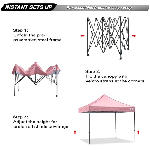 Image of ABCCANOPY Patio Pop Up Canopy Tent 8x8 Commercial-Series (Pink)