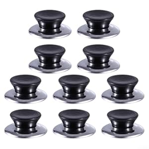Startbuymore 10er-Pack Topfdeckelknöpfe Schwarz Silber