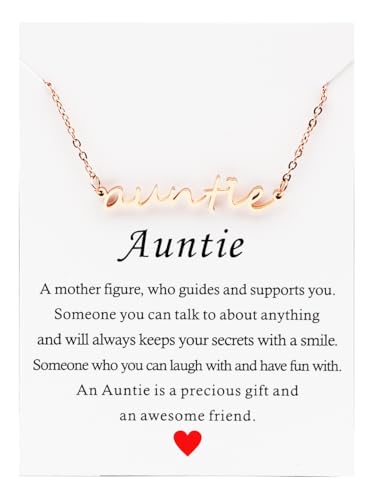 Ankiyabe Auntie Letter Necklace - Name Necklace for Aunt - Auntie Gift from Niece or Nephew - With Message Gift Card