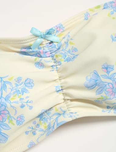 ZAFUL Women's Strapless Bikini Openwork Textured Bow Ruched Lace Up High Cut Bandeau Swimsuit Bathing Suits3