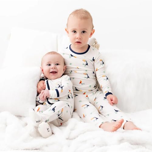 Image of Bamboo Little Soft Baby Footie Pajamas, Baby Clothes, Newborn Sleepers, 95% Viscose and 5% Spandex, Toucan, 6-9 Months
