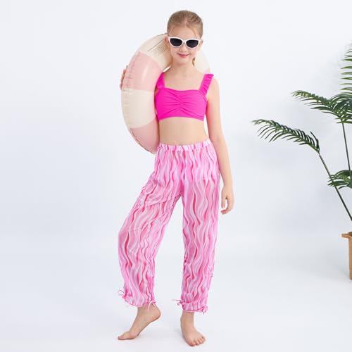 Patgoal Teen Girls 3 Pieces Bikini Bathing Suit with Rash Guard Pants Quick Dry Swimwear Cover-Up Sets Kids Tankini Set 9-16Y2