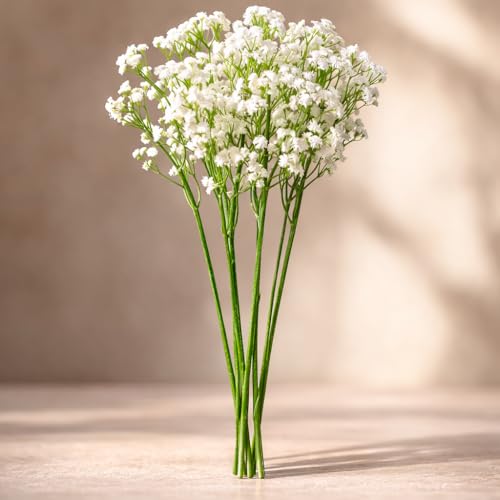 Image of CraftVatika Baby's Breath Artificial Flower Bunch White Gypsophila with Flexible Stems | Realistic Fake Flowers for Vase Decoration | Living Room Table Decor | Wedding Anniversary Party Gift