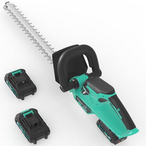 Garvee 22.4'' Hedge Trimmer Cordless, Shrub Trimmer Electric Handheld Bush Clipper 3000RPM, Brushless Motor Double-Sided Dual Action Blades, 2/3'' Blade Gap, 2 * 2.0Batteries & Charger 9.4 I