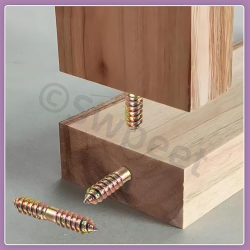 Image of Swpeet 80Pcs 6 Sizes M6 M8 Color Zinc Double Head Ended Screws Assortment Kit, Double Ended Screws, Wood Dowel Screw, Self Tapping Threaded Bolts Hanger Bolts for Woodworking Furniture Connecting