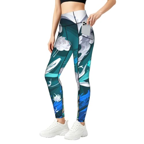 Conjuntos de entrenamiento para mujer con leggings estampados azul libélula