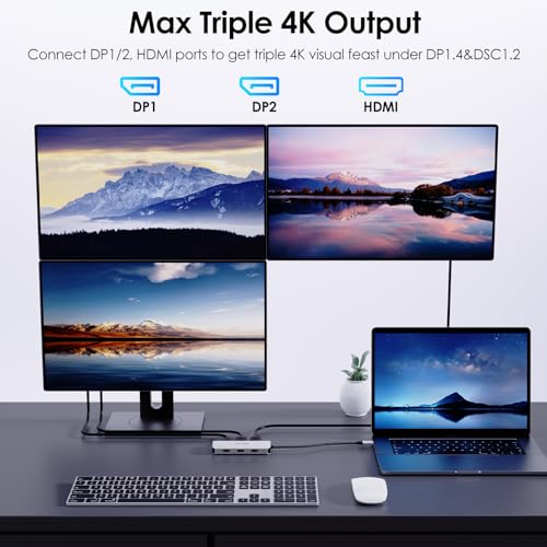 WAVLINK USB C Laptop Docking Station Quad Monitor, 7-in-1 Multiport Adapter with 4K HDMI, 8K DP1/2, VGA, 3xUSB2.0, for Dell/HP/Lenovo/Thinkpad, Compatible with Mac/Windows/Chrome OS/Linux/Android/iOS - Image 5