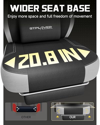 Image of GTPLAYER Big & Tall Gaming Chair, 90-155 Adjustable Reclining Office Seat with Footrest, Ergonomic Comfy Computer Desk Chair for Adults, Home Office Gaming Study Use, Black