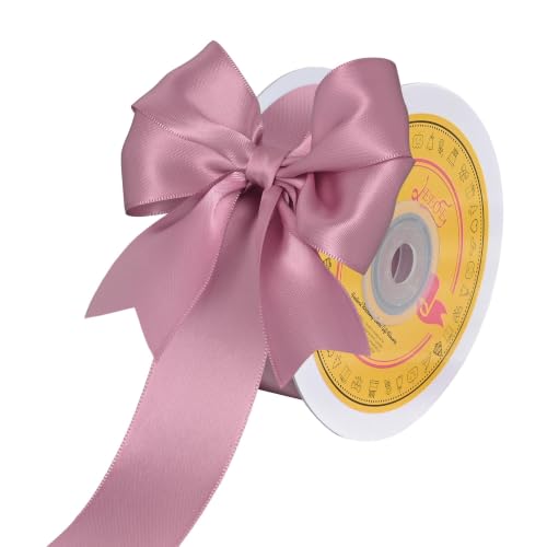 Image of Double Face Rose Mauve Satin Ribbon 1-1 /2 inch X 25 Yards Polyester Rose Mauve Ribbon for Gift Wrapping Very Suitable for Weddings Party Hair Bow Invitation Decorations and More