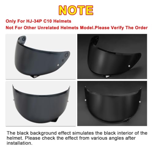 Image of PSLER Shatterproof Motorcycle Helmet Visor for HJ-34P C10,(Film&Deep Black) | Impact-Resistant ,UV400 Protection, Motorcycle Tinted Face Shield for HJ-34P C10,Visor Replacement