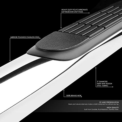 3 Inches Round Tubing Side Step Nerf Bar Running Boards Compatible With Acura Mdx Honda Pilot 2001-2008, Stainless Steel, Polished Chrome #TOP1